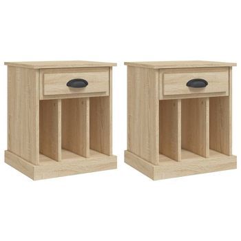 Pack 2 Uds Mesitas De Noche | Mesa Auxiliar | Mesilla Color Roble Sonoma 43x36x50 Cm