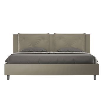 Cama Con Almacenaje Acolchada 180x210 Cuero Sintético Capuchino Appia