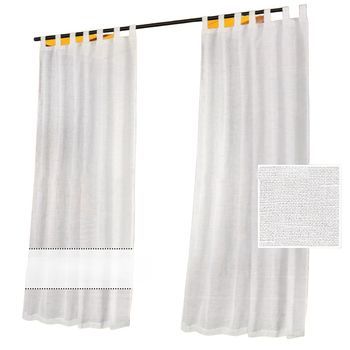 Juego De 2 Cortinas Blancas De Poliéster Transparente Para Exterior Con Trabillas - Filtrado De Luz Y Protección De La Privacidad  L