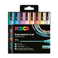 posca pc-5m pack de rotuladores de pintura pastel 18-25 mm redondos 8 unidades