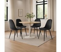 conjunto de 4 sillas de comedor napier terciopelo negro 51x44x88 cm