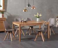 oxford 150cm solid oak dining table with oscar faux leather square leg chairs