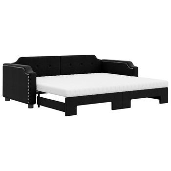 Sofá Cama Nido Con Colchón Tela Negro 100x200 Cm