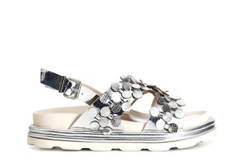 sandalias asimétricas con macro lentejuelas espejo silver