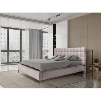 Cama Millio – Taupe – 180x200 Cm – Tela De Chenilla Rizada – Somier Incluido – Confort De Hotel 5 Estrellas