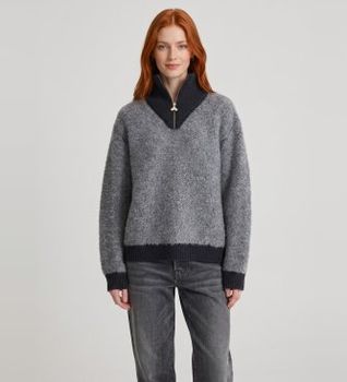 Bellerose para mujer. BW262986 K1810U Jersey Dooh gris (XS), Casual, Lana, Manga larga