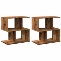 pack 2 uds mesitas de noche  mesilla de noche madera contrachapada envejecida