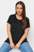 yours camiseta negra adornada con estrellas mujer curvy y tallas grandes yours