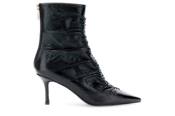 botines de piel efecto naplak con cremallera en la parte trasera black