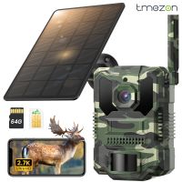 camara de vida silvestre 4g lte con energia solar camara de rastreo hd 27k con tarjeta sim sensor de movimiento pir vision nocturna camara trampa fotografica para caza