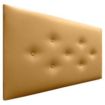 Dhome Cabecero De Polipiel Con 3 Hileras Intercaladas De Botones Cabezal Tapizado Cama Lujo (dorado, 90cm)