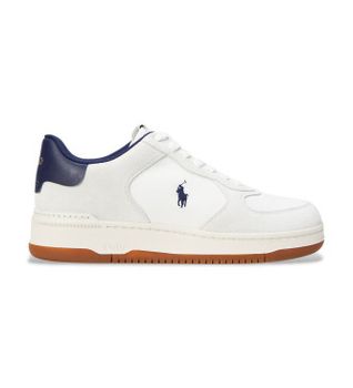 Polo Ralph Lauren para hombre. 809971482001 Zapatillas de Piel Masters Court con ante blanco (44), Plano, Cordones, Casual