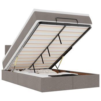 Cama Otomana Con Colchón Y Luces Led Tela Gris Taupé 120x190cm Vidaxl
