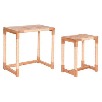 Mesita Auxiliar Set 2 Abeto Cuerda 58x38x60