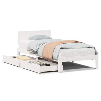 Estructura Cama Con Cajones Madera Maciza Pino Blanco 100x200cm Vidaxl
