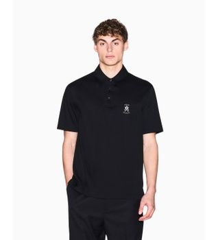 A|X Armani Exchange para hombre. XM002209AF10364UC001 Polo Shirt premium negro (S), Casual, Algodón, Manga corta