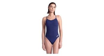 Traje de bano arena team back lace uni blue para mujer