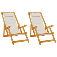 sillas de playa plegables 2 uds acacia y textileno gris claro cfw174859