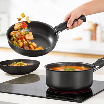 Set básico de cocina para 6 personas, 41 piezas, gris/negro