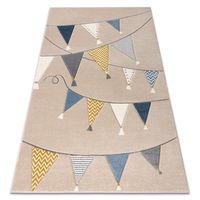 alfombra kiddo 9426 beige  blanco triangulos fiesta para ninos  120x170 cm