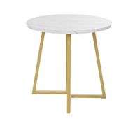 mesa redonda  - mesa de comedor con base de metal unica diseno moderno con patron marmoleado - blanco