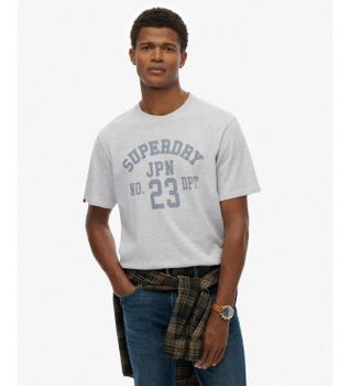 Superdry para hombre. M1012176A Camiseta Athletic Essential gris (M), Casual, Algodón, Manga corta