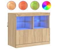 vidaxl aparador con luces led roble sonoma 81x37x67 cm