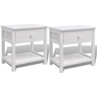 set de 2 mesitas de noche con cajon madera blanca 1402070