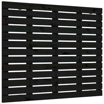 Cabecero De Cama De Pared | Panel De Cabecera Madera Maciza Pino Negro 96x3x91,5 Cm
