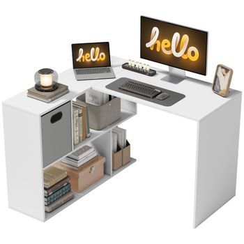 Escritorio Esquinero Compacto De Aglomerado Con Acabado De Melamina, Sin Marca, 110 X 100 X 75 Cm – Blanco
