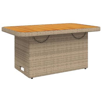 Mesa De Jardín | Mesa De Exterior Ratán Sintético Madera Acacia Beige 90x55x71 Cm