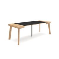 mesa consola extensible mesa comedor plegable 220 para 10 comensales patas de madera estilo moderno roble y negro