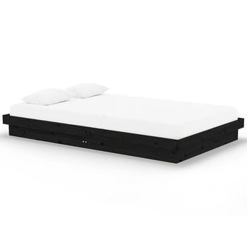 Estructura De Cama Sin Colchón Madera Maciza Negro 120x200 Cm Vidaxl