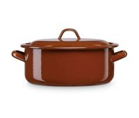 briebe terra cacerola induccion 10 cm cazuela 045 l con tapa acero esmaltado apta fuego horno vintage  marron