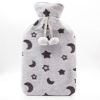 cassandra supersoft fleece hot water bottle grey stars  moon