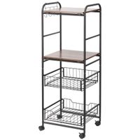 carro de cocina 40x38x111 cm nogal y negro