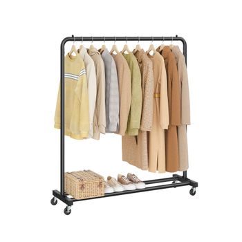 Perchero para ropa con ruedas y frenos ajustables, Negro Tinta / 38 x 110 x 141,5 cm