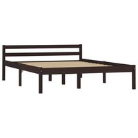 estructura de cama madera maciza pino marron oscuro 140x200 cm