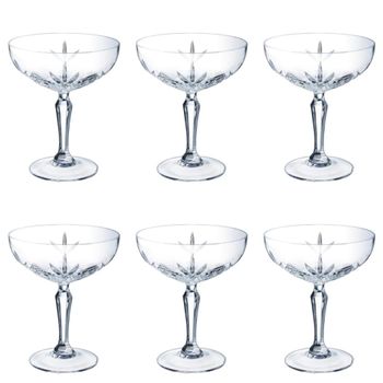 6 copas de pie 25 cl vidrio de alta transparencia transparente
