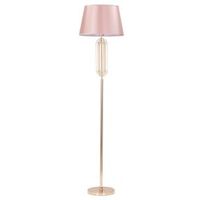 lampara de pie de metal dorado con pantalla rosa o cm 40x1685