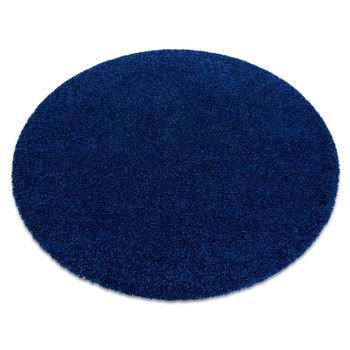 Alfombra Soffi Circulo Shaggy 5cm Azul Oscuro Circulo 100 Cm