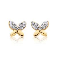 8 quilates pendientes de oro amarillo con circonita