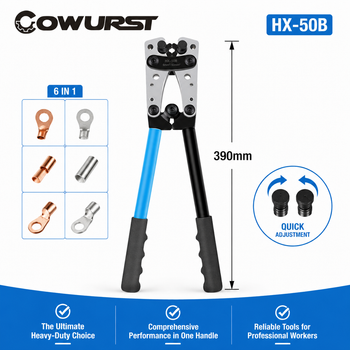 Pinza de crimpado de terminales de cobre HX-50B, herramienta de crimpado de terminales de 6-50 mm² (10-0AWG), compatible con terminales de cobre desnudo SC OT
