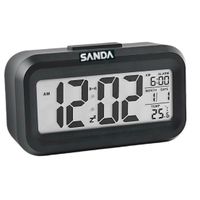 sanda   despertador digital lcd reloj despertador digital con termometro funcion snooze reloj inteligente de cabecera a pilas reloj de mesa de viaje para sala de oficinas familiares