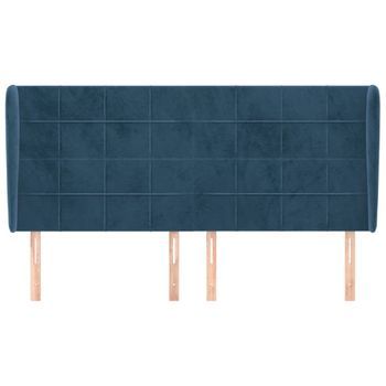 Cabecero Cama Mueble De Dormitorio Con Orejas De Terciopelo Oscuro 163 X 23 X 118/128 Cm Azul M02_0003708