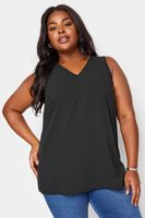 yours top negro de pico sin mangas mujer curvy y tallas grandes yours