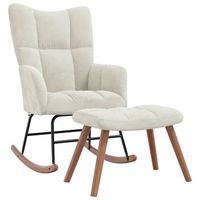 silla mecedora  sillon balancin relax  sillon de salon con reposapies terciopelo crema