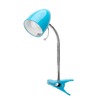 Aigostar - Flexo LED Escritorio con Pinza, E27(Max 11W), Cable 1,5 m con Interruptor, H35cm, Bombilla No Incluida, Azul