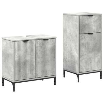 Juego De Muebles De Baño | Armario De Baño Con Cajón 2 Piezas Gris Concreto