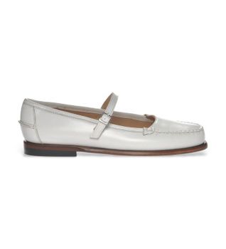 Sebago para mujer. 76113JW Bailarinas de Piel Pop blanco (40), Plano, Hebilla, Casual, Clásico